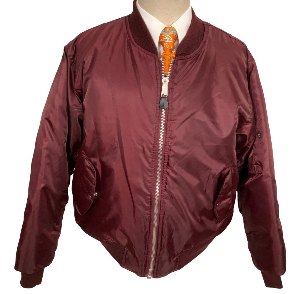 Rothco MA-1 Bomber Jacket Mens XL Burgundy Nylong Flyer Military USAF Insulated